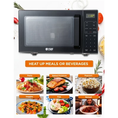 Commercial Chef 5-in-1 Microwave Air Fryer Combo, 0.9 Cu. Ft., With Turntable, Air Fry Kit & Baking Tray, Black With Stainless Steel Interior 1 Commercial Chef 5-in-1 Microwave Air Fryer Combo, 0.9 Cu. Ft., With Turntable, Air Fry Kit & Baking Tray, Black With Stainless Steel Interior