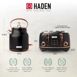 Haden Heritage 4 Slice Wide Slot Stainless Steel Toaster Bundled With 1.7 Liter Stainless Steel Electric Water Kettle, Black & Copper 9 Haden Heritage 4 Slice Wide Slot Stainless Steel Toaster Bundled With 1.7 Liter Stainless Steel Electric Water Kettle, Black & Copper -Kitchen Appliances GUEST 277c0665 434c 4089 b1d6 24d5f7b57a57