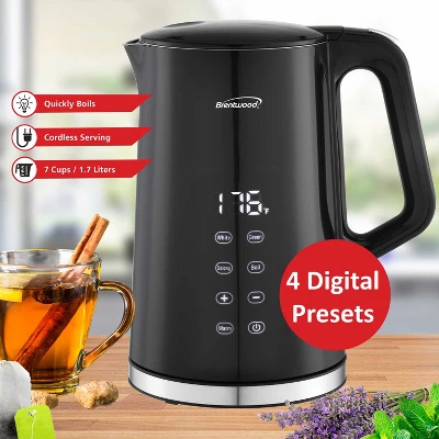 Brentwood 1,100-Watt 1.7-L Cordless Cool-Touch Digital Electric Kettle With Stainless Steel Interior, BTWKT2015DBK In Black 3 Brentwood 1,100-Watt 1.7-L Cordless Cool-Touch Digital Electric Kettle With Stainless Steel Interior, BTWKT2015DBK In Black - Image 3