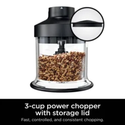 Ninja Foodi 3c Power Chopper For Power Mixer System CI100 Series - Black- XSKKITCHPR: 3-Cup Food Processor, Stainless Steel Blades