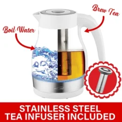 Brentwood Glass 1.7 Liter Electric Kettle With Tea Infuser In White -Kitchen Appliances GUEST 29f68153 5888 41df b90b 8d0adee709c1
