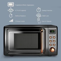 Costway 0.7Cu.ft Retro Countertop Microwave Oven 700W LED Display Glass Turntable Green/Black/Rose Gold/White -Kitchen Appliances GUEST 2a0fe7c1 af8d 45f1 880e 2aea7b77bbc2