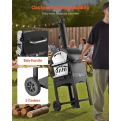 VEVOR Outdoor Pizza Oven, 12" Pellet Fire Ovens, 2-Layer Pizza Oven Wood Fired, Wood Burning Outdoor Pizza-Oven With 2 Removable Wheels, Black -Kitchen Appliances GUEST 2a220146 12cf 4c07 9fcf 0a7f6ec807b4