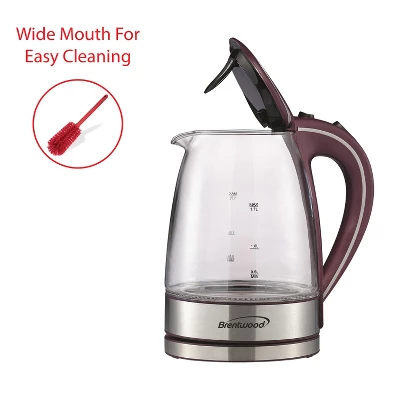 Brentwood 1,100-Watt 1.8-Qt. 7-Cup Cordless Tempered-Glass Electric Kettle With Auto Shut-off 3 Brentwood 1,100-Watt 1.8-Qt. 7-Cup Cordless Tempered-Glass Electric Kettle With Auto Shut-off - Image 3