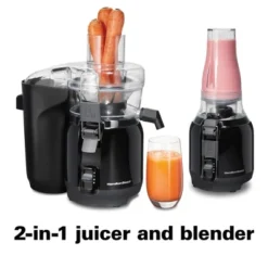 Hamilton Beach Big Mouth Juice & Blend 2-In-1 Juicer And Blender 67970: 800W, 2 Speeds, Dishwasher-Safe, Black