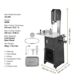 VEVOR Commercial Electric Meat Bandsaw, 550W Stainless Steel Vertical Bone Sawing Machine, 19.1"x15" Workbench, 7.09 Inch Cutting Thickness, Grey -Kitchen Appliances GUEST 2c81482b 54f4 419a a9cf 494108208982
