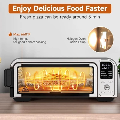 Kitchen Elite 8 In 1 Digital Toaster Oven Air Fryer Combo With Touch Panel And 12 Inch Pizza Capacity, Stainless Steel, Silver 4 Kitchen Elite 8 In 1 Digital Toaster Oven Air Fryer Combo With Touch Panel And 12 Inch Pizza Capacity, Stainless Steel, Silver - Image 4