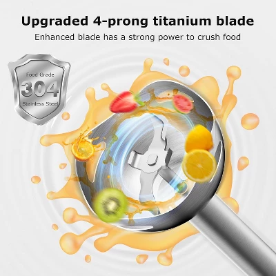 Bonsenkitchen Hand Blender, 2-Speed Immersion Blender With Stainless Steel Blades For Soup, Smoothies, Puree, Baby Food, Portable Stick Mixer 3 Bonsenkitchen Hand Blender, 2-Speed Immersion Blender With Stainless Steel Blades For Soup, Smoothies, Puree, Baby Food, Portable Stick Mixer - Image 3