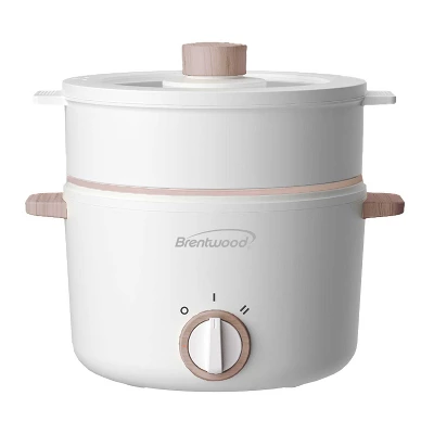 Brentwood 3.2-Qt. Multi-Function Electric Hot Pot Cooker With Food Steamer And Ceramic Non-Stick Coating, White, HPS-3302W 9 Brentwood 3.2-Qt. Multi-Function Electric Hot Pot Cooker With Food Steamer And Ceramic Non-Stick Coating, White, HPS-3302W - Image 9