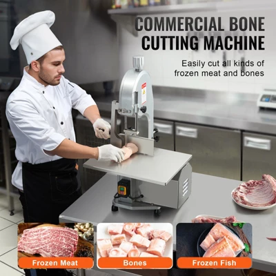 VEVOR Commercial Electric Meat Bandsaw, 1800W Stainless Steel Countertop Bone Sawing Machine, Workbeach 15" X 19.1", Silver 2 VEVOR Commercial Electric Meat Bandsaw, 1800W Stainless Steel Countertop Bone Sawing Machine, Workbeach 15" X 19.1", Silver - Image 2