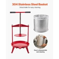 VEVOR 3.69 Gal/14L Fruit Wine Press, Stainless Steel Basket, Manual Juice Maker, Cider Apple Grape Tincture Making Press, Red -Kitchen Appliances GUEST 30115a33 bc22 491a ad82 2d8f47b2325c