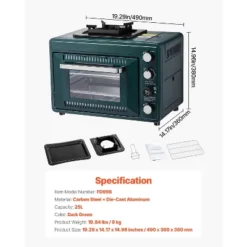VEVOR Outdoor Oven, 2-in-1 Portable Gas Camping Stove Oven Combo, Adjustable Fire, 60-Minute Timer, With Grill Shelf And Roasting Tray, Dark Green 14 VEVOR Outdoor Oven, 2-in-1 Portable Gas Camping Stove Oven Combo, Adjustable Fire, 60-Minute Timer, With Grill Shelf And Roasting Tray, Dark Green -Kitchen Appliances GUEST 30388b2f 7c1c 45d2 a9ec b3e41875388c