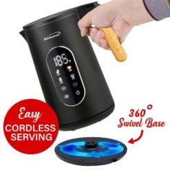 Brentwood 1,100-Watt 1.7-L Cordless Cool-Touch Digital Electric Kettle With Stainless Steel Interior, KT-2014DBK In Black -Kitchen Appliances GUEST 305bb56b 728e 46b7 a391 4a5f19b63f09