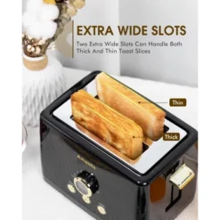 ZACHVO 2 Slice Toaster, Retro Bread Toaster With LED Display-Black -Kitchen Appliances GUEST 30d14aac 4a61 4600 9e83 191f3dff9bbc