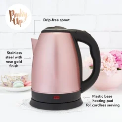 Pinky Up Parker Electric Tea Kettle, Hot Water Dispenser, Automatic Shut Off, Stainless Steel Cordless Electric Teapot, 56oz, Rose Gold -Kitchen Appliances GUEST 33592b01 84a1 4046 b037 2dc01c262359