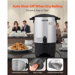 VEVOR Commercial Coffee Urn, 30 Cup 4.5 L Hot Beverage Dispenser With Dripless Faucet, Quick-Brewing Commercial Coffee Maker, Silver -Kitchen Appliances GUEST 3434b0dd c27d 46d7 ae99 f1133395fb93