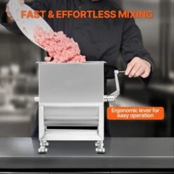 VEVOR Manual Meat Mixer, 15L Fixed Tank Meat Processing Equipment(Mixing Maximum 15LBS For Meat), Stainless Steel Meat Mixer, Silver -Kitchen Appliances GUEST 3568728e d76b 4c6d a5f4 c68710d6476c