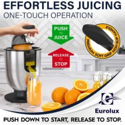 Eurolux 160W Premium Electric Stainless Steel Citrus Juicer, Quiet, Dishwasher-Safe, Pulp Control -Kitchen Appliances GUEST 35dae5ec 2c2e 4e02 8434 5d73133d05a8