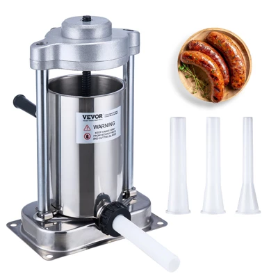 VEVOR Manual Sausage Stuffer, 2 L / 5 LBS Vertical Sausage Machine With G-type Clamp, Food-Grade 304 Stainless Steel Barrel, Silver 8 VEVOR Manual Sausage Stuffer, 2 L / 5 LBS Vertical Sausage Machine With G-type Clamp, Food-Grade 304 Stainless Steel Barrel, Silver - Image 8