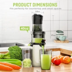 SUGIFT Cold Press Juicer – Compact Masticating Juicer Machine With Quiet 180W Motor, Wide Feed Chute, Easy To Clean