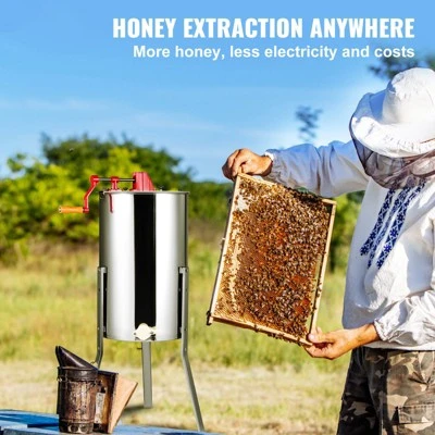 VEVOR Manual Honey Extractor, 3 Frames Honey Spinner Extractor, Stainless Steel Beekeeping Extraction, Honeycomb Drum Spinner With Lid 2 VEVOR Manual Honey Extractor, 3 Frames Honey Spinner Extractor, Stainless Steel Beekeeping Extraction, Honeycomb Drum Spinner With Lid - Image 2