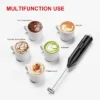 Bonsenkitchen Milk Frother Handheld, Electric Foam Maker With Stainless Steel Whisk, Drink Mixer For Coffee, Lattes, Matcha, Stirrer Coffee Wand