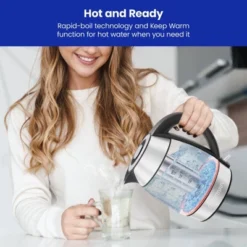 Chefman 1.8L Rapid-Boil Kettle With Keep Warm And Tea Infuser - Stainless Steel: Electric Water Boiler, 1500W, Silver -Kitchen Appliances GUEST 3add1c74 322d 4989 b97d becb97529ae9