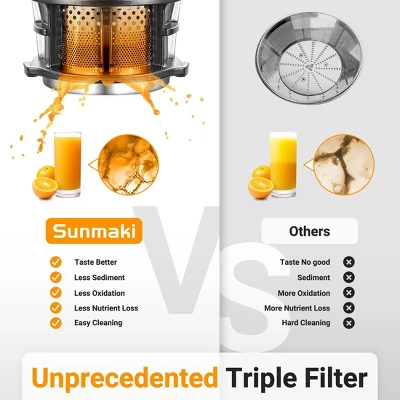 5.3 Inch Juicer, Self-Feeding Masticating Juicer Fit Whole Fruits, 250W Cold Press Juicer With High Juice Yield, BPA Free 4 5.3 Inch Juicer, Self-Feeding Masticating Juicer Fit Whole Fruits, 250W Cold Press Juicer With High Juice Yield, BPA Free - Image 4