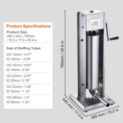 VEVOR Manual Sausage Stuffer, 7 L / 15 LBS Vertical Sausage Machine, Dual-Speed Meat Stuffer, Made Of Food-Grade 304 Stainless Steel, Silver -Kitchen Appliances GUEST 3e37292c 2198 4830 9435 09151ccaae46