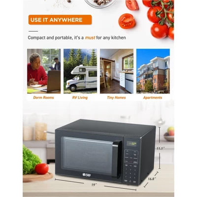 Commercial Chef 5-in-1 Microwave Air Fryer Combo, 0.9 Cu. Ft., With Turntable, Air Fry Kit & Baking Tray, Black With Stainless Steel Interior 6 Commercial Chef 5-in-1 Microwave Air Fryer Combo, 0.9 Cu. Ft., With Turntable, Air Fry Kit & Baking Tray, Black With Stainless Steel Interior - Image 6