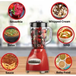 Brentwood 12 Speed Blender Plastic Jar -Red -Kitchen Appliances GUEST 4027c70f db3a 480d 94d9 6e0d37110928