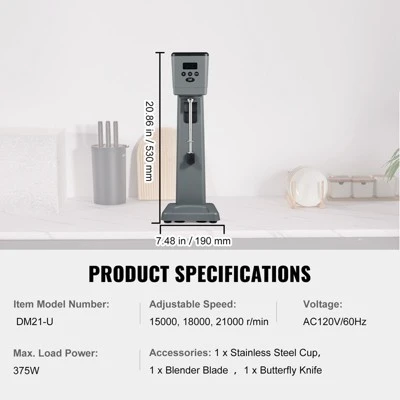 VEVOR Milkshake Maker, 375W Electric Milkshake Machine, LED Intelligent Microswitch, 3-Speed Milkshake Mixer With 820 Ml Stainless Steel Cup 7 VEVOR Milkshake Maker, 375W Electric Milkshake Machine, LED Intelligent Microswitch, 3-Speed Milkshake Mixer With 820 Ml Stainless Steel Cup - Image 7