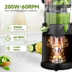 Masticating Juicer, 5.2 In Feed Chute For Whole Fruits &Vegetables,200W Slow Cold Press Juicer, 7-Stage Masticating,Dual Anti-Clog Filters,BPA Free -Kitchen Appliances GUEST 41b07c43 1621 45bf 9db1 004f47927ec9