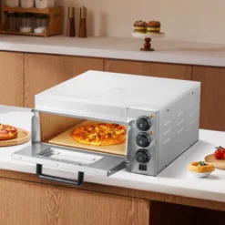 VEVOR Commercial Pizza Oven Countertop, 14" Single Deck Layer, Stainless Steel Electric Pizza Oven With Stone And Handle, Multipurpose Pizza Maker