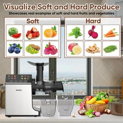 WHALL Cold Press Juicer Machine, Wide Feed Chute, High Juice Yield, Stainless Steel Masticating Juicer 2 WHALL Cold Press Juicer Machine, Wide Feed Chute, High Juice Yield, Stainless Steel Masticating Juicer - Image 2