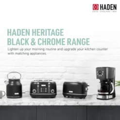 Haden Heritage 4 Slice Wide Slot Stainless Steel Toaster Bundled With 12 Cup Programmable Drip Coffee Maker Coffee Machine, Black & Chrome -Kitchen Appliances GUEST 44621880 0a32 4a4f a0e6 e35d3025e4a2