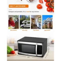 COMMERCIAL CHEF 1.1 Cu Ft Microwave With 10 Power Levels, Push Button Door Lock, Turntable And Digital Controls, Stainless Steel -Kitchen Appliances GUEST 44e8ce62 405a 4cac ba96 780a4ed79ada