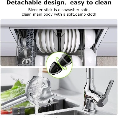 Bonsenkitchen Hand Blender, 2-Speed Immersion Blender With Stainless Steel Blades For Soup, Smoothies, Puree, Baby Food, Portable Stick Mixer 6 Bonsenkitchen Hand Blender, 2-Speed Immersion Blender With Stainless Steel Blades For Soup, Smoothies, Puree, Baby Food, Portable Stick Mixer - Image 6