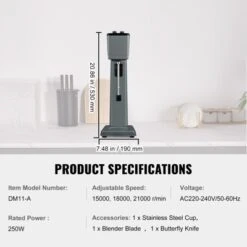 VEVOR Milkshake Maker Machine, 375W Commercial Milk Shake Maker Mixer, Single Head Drink Mixer Blender Machine, 3-Speed Milkshake Blender, Gray -Kitchen Appliances GUEST 468095c7 be06 4b30 aec2 e994ce70eee9