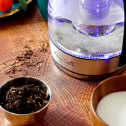 MegaChef 1.8L Glass Body And Stainless Steel Electric Tea Kettle With Tea Infuser Clear/Silver: 1000W, Overheat Protection, 360° Base -Kitchen Appliances GUEST 46a5cf92 02e6 4edc b934 807c0ff7243f