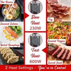 Brentwood 600-Watt 1.6-Qt. Multifunction Electric Hot Pot Cooker With Ceramic Non-Stick Ceramic Coating And Stainless-Steel Food Steamer, Black -Kitchen Appliances GUEST 47f9fad8 5da6 471b 8b5a ffa135fe25c3