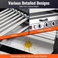 Hot Dog Roller - 7 Rollers, 18 Hot Dogs Capacity, Stainless Sausage Grill Cooker -Kitchen Appliances GUEST 47fc4adc 7ad3 43ac a154 62b55aa8e99a