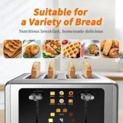 WHALL 4 Slice Toaster, Stainless Steel Toasters 4 Slice, Bagel Toaster, Touchscreen Toaster -Kitchen Appliances GUEST 49bb1f6c f0db 4b72 b29c a6dea308a757
