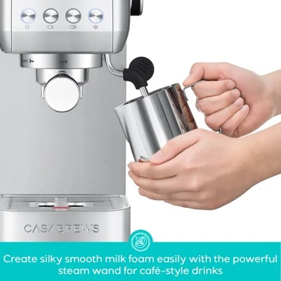 CASABREWS 3700Gense, 20 Bar Espresso Machine And Coffee Maker With Milk Frother, Silver 4 CASABREWS 3700Gense, 20 Bar Espresso Machine And Coffee Maker With Milk Frother, Silver - Image 4