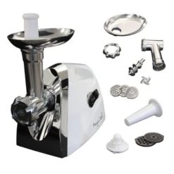 Megachef Automatic Meat Grinder - White: 1200W Food Processor, Stainless Steel, Dices & Minces, BPA-Free, 16 Volume Capacity