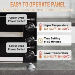 ROVSUN Indoor Pizza Oven Countertop, 1100W Stainless Steel Single Layer Commercial Electric Pizza Oven W/ Timer And Temperature Control, Easy-to-Clean -Kitchen Appliances GUEST 4c3d0414 cb32 42fc 8def a9a8c78421ef