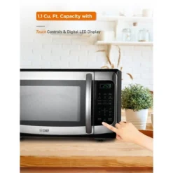 COMMERCIAL CHEF 1.1 Cu Ft Microwave With 10 Power Levels, Push Button Door Lock, Turntable And Digital Controls, Stainless Steel -Kitchen Appliances GUEST 4c47c072 136d 417b 9484 c54df89c4870