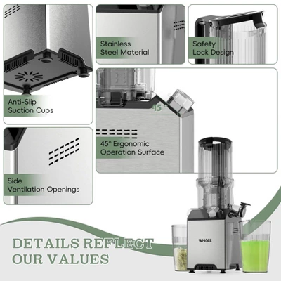 WHALL Slow Juicer, Cold Press Juicer For Vegetables & Fruits,Masticating Juicers. 5 WHALL Slow Juicer, Cold Press Juicer For Vegetables & Fruits,Masticating Juicers. - Image 5