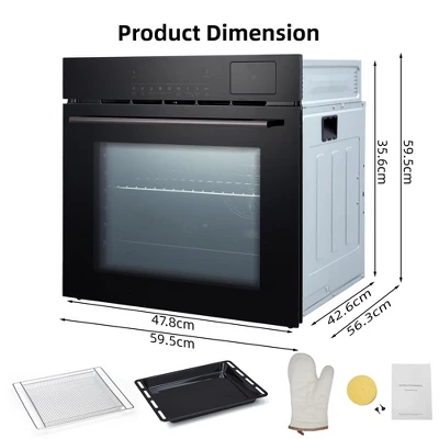 Wall Oven- 24 Inch 2.5Cu. Ft Convection Electric Oven With Multiple Cooking Functions, Touch Control, Safety Lock, 3D Heating, Stainless Steel 6 Wall Oven- 24 Inch 2.5Cu. Ft Convection Electric Oven With Multiple Cooking Functions, Touch Control, Safety Lock, 3D Heating, Stainless Steel - Image 6