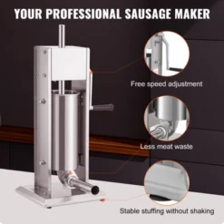 VEVOR Manual Sausage Stuffer, 8LBS/5L Capacity, Two Speed 304 Stainless Steel Vertical Sausage Stuffer, Sausage Filling Machine, Silver -Kitchen Appliances GUEST 4e1f141f 50e7 4c1c bfb1 f15a9fbe93fb